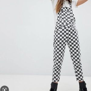 Signature 8 Festival Checkerboard Denim Dungaree Overalls